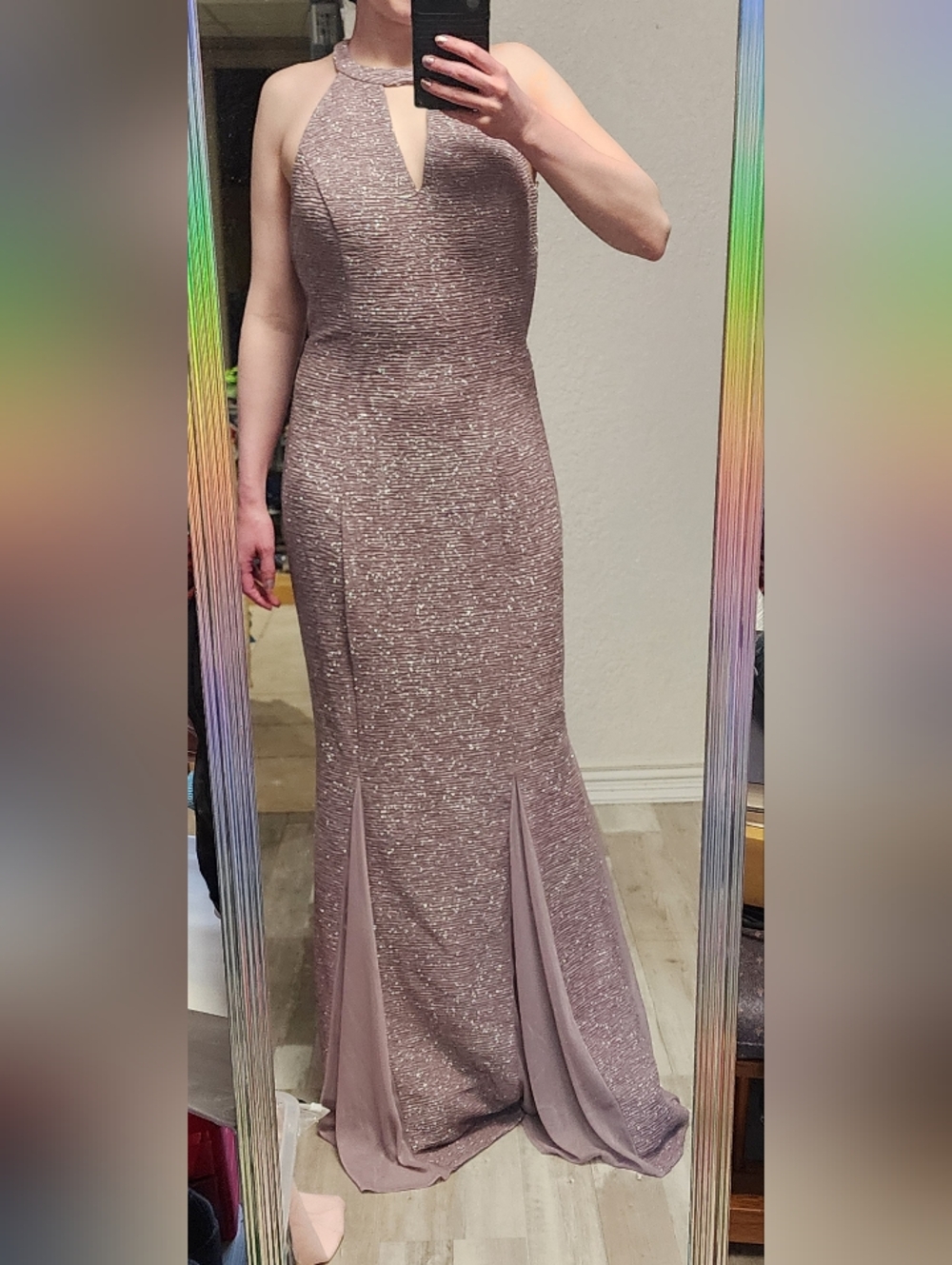 Sparkly Taupe Prom Dress